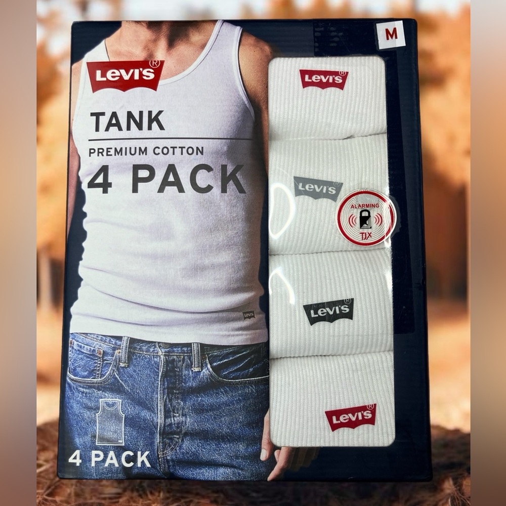 Levi’s Men's Premium Cotton Tank Top 4 Pack White Medium